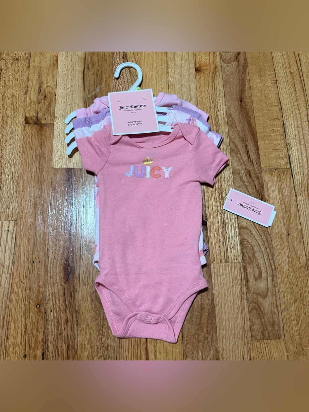 Juicy Couture Pink Logo One-Piece Bodysuits 4 Pack Size 3/6M